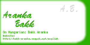 aranka bakk business card